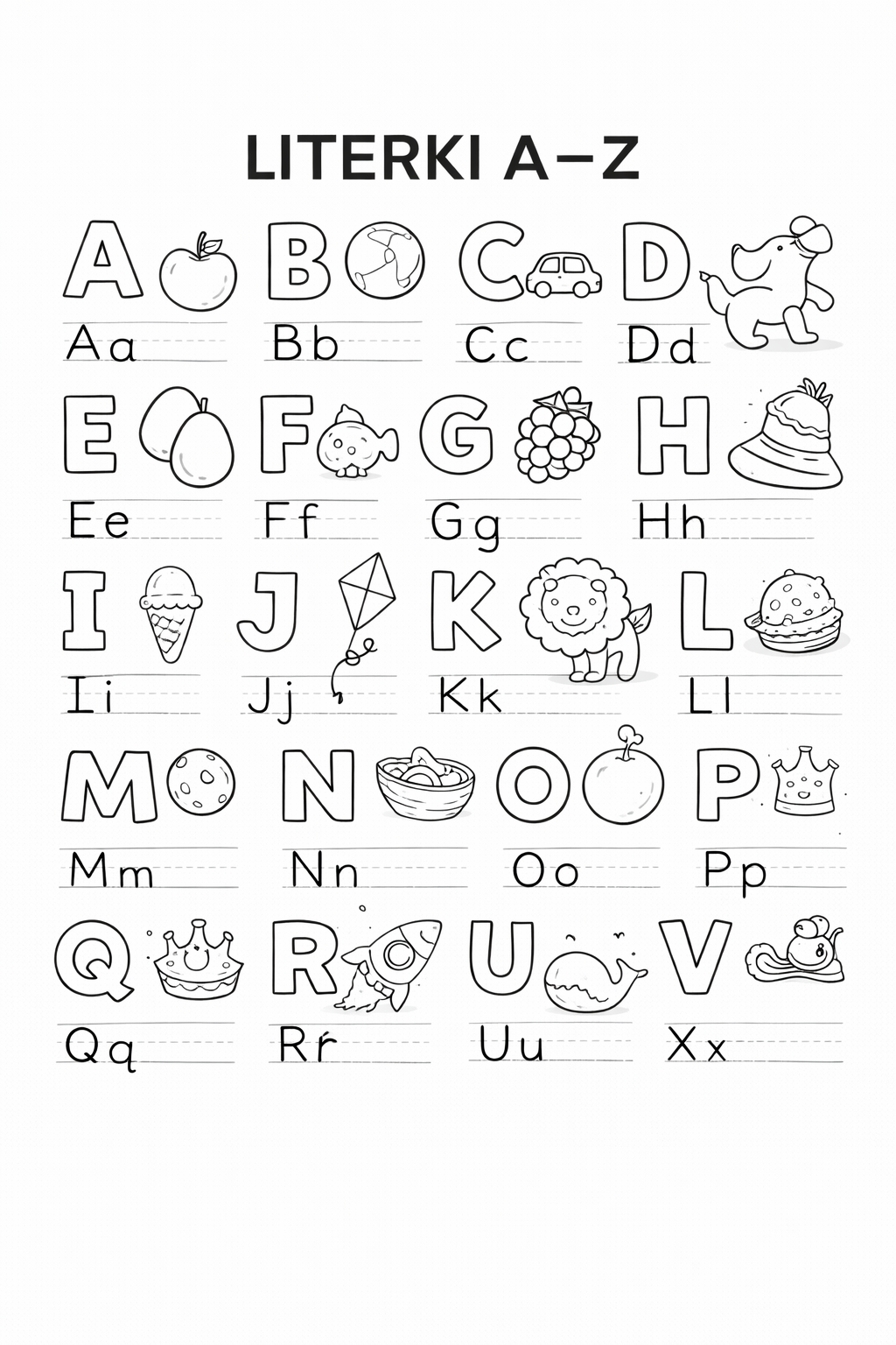 Kolorowanki litery do druku